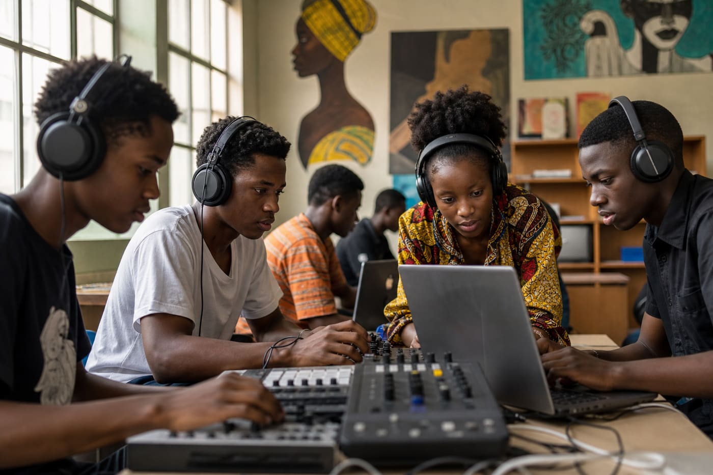 Student coding on a laptop in a HarmonyCode session
